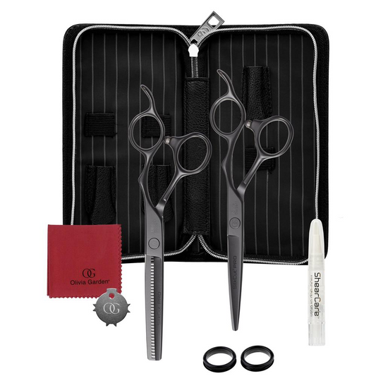 2er Set Silk Cut Schere PRO Matt Black Recht-Hand-ZUBEHÖR-Olivia Garden-TipTopPreis GmbH