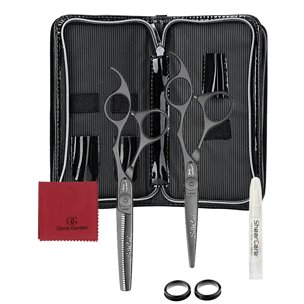 2erSet SilkCut Schere schwarz Matt 5.75'' & 6''-ZUBEHÖR-Olivia Garden-TipTopPreis GmbH