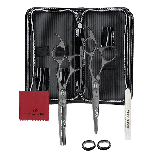 2erSet SilkCut Schere schwarz Matt 5.75'' & 6''-ZUBEHÖR-Olivia Garden-TipTopPreis GmbH