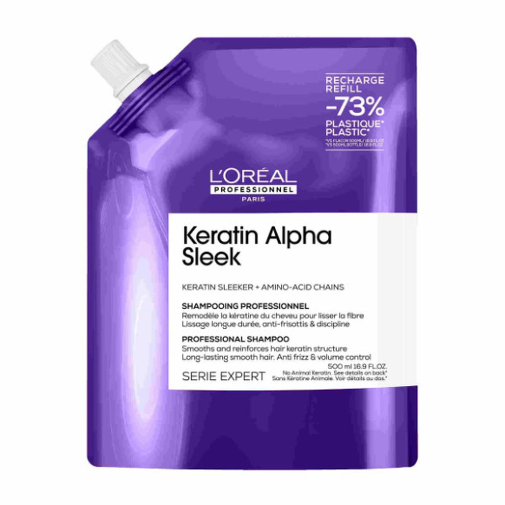 Keratin Alpha Sleek Shampoo Refill-PFLEGE-L'Oréal-500ml-TipTopPreis GmbH